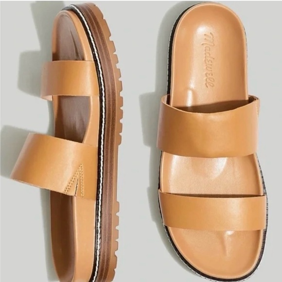 Madewell Charley Double-Strap Slide Sandal in Tan (Desert Camel) Women's 6M - Picture 1 of 5
